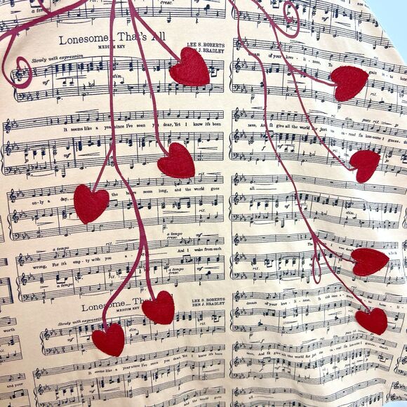 Effie’s Heart Symphony Dress Size S Music Notes Hearts Novelty Fit Flare Twee - Picture 5 of 10